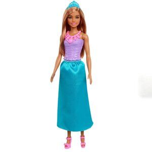 Barbie Dreamtopia Princess Brunette Doll Wearing Blue Skirt, Shoes and Tiara